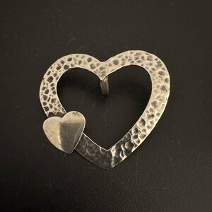 925 Sterling Silver Hammered Hearts Pendant